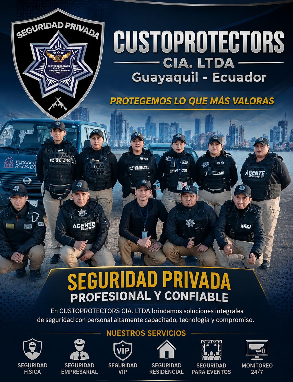Equipo de guardias de Custoprotectors Cia. Ltda